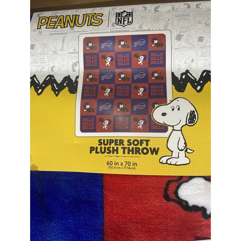 Peanuts NFL Buffalo Bills Snoopy Super Soft Plush Throw Blanket 60x70 Fast Ship - Picture 3 of 6